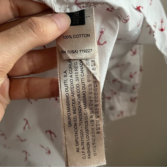 Massimo Dutti Anchor Nautical Button-down Cotton Shirt Women’s - Picture 7 of 7